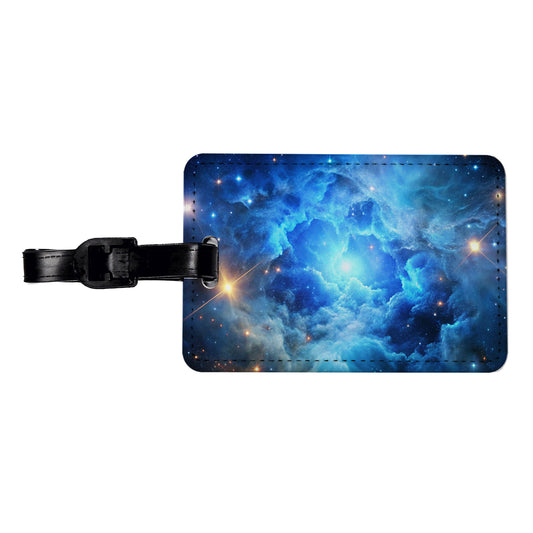 Space Galaxy Nebula Blue Travel Faux Leather Luggage Tag