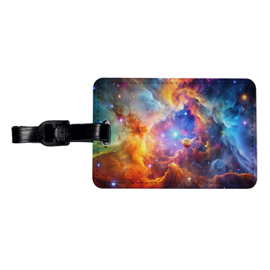 Space Galaxy Nebula Colorful Rainbow Travel Faux Leather Luggage Tag