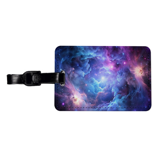 Space Galaxy Nebula Purple Blue Travel Faux Leather Luggage Tag