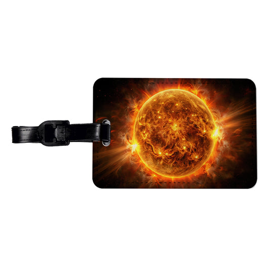 Sun During Solar Flare Storm Sci-fi Travel Faux Leather Luggage Tag