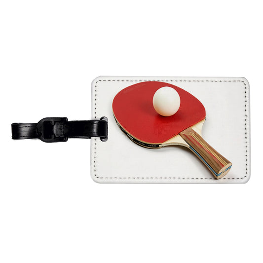 Table Tennis Ping Pong Paddle and Ball Travel Faux Leather Luggage Tag