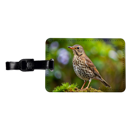Thrush Bird Backyard Bird Travel Faux Leather Luggage Tag