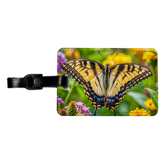 Tiger Swallowtail Butterfly Travel Faux Leather Luggage Tag