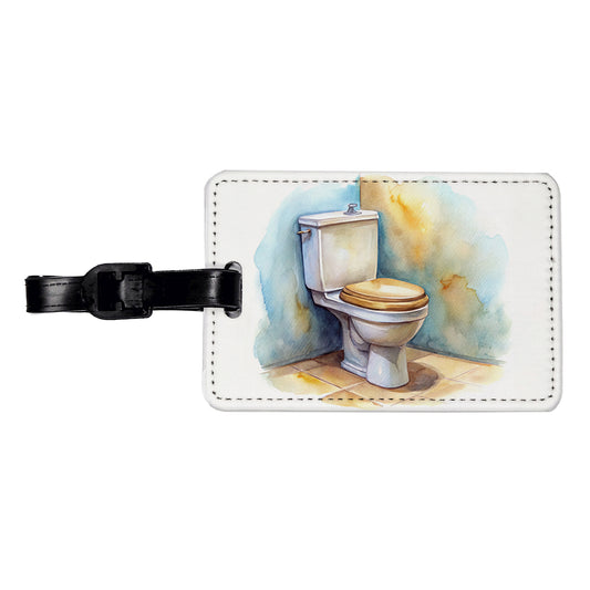 Toilet Watercolor Travel Faux Leather Luggage Tag