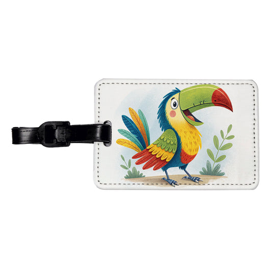Toucan Bird Children's Illustration Style Travel Faux Leather Luggage Tag