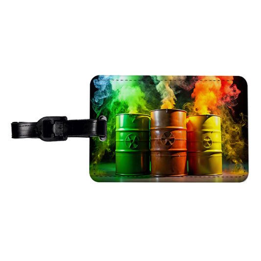 Toxic Waste Barrels Travel Faux Leather Luggage Tag