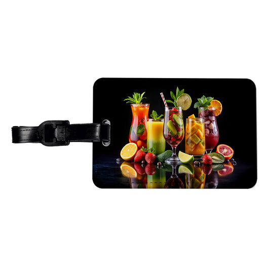 Tropical Fruity Drinks Travel Faux Leather Luggage Tag
