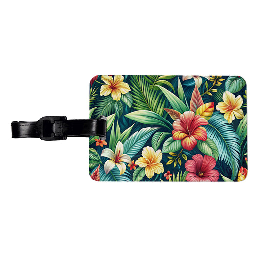 Tropical Hibiscus Pastel Floral Pattern Travel Faux Leather Luggage Tag