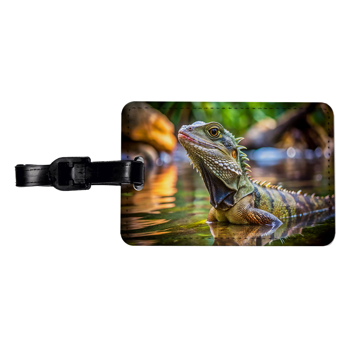 Water Dragon Lizard Reptile Travel Faux Leather Luggage Tag