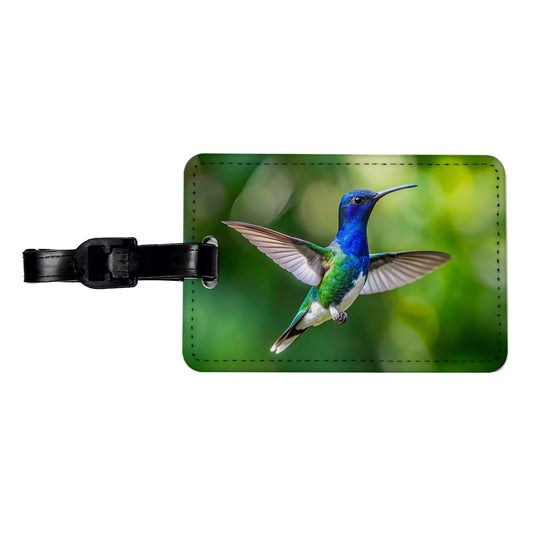 White Necked Jacobin Hummingbird Backyard Bird Travel Faux Leather Luggage Tag