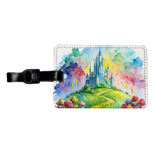 Emerald City Watercolor Travel Faux Leather Luggage Tag