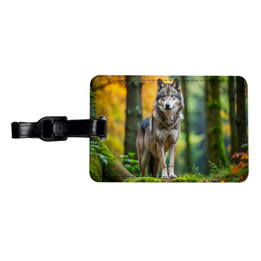 Wolf In The Forest Travel Faux Leather Luggage Tag