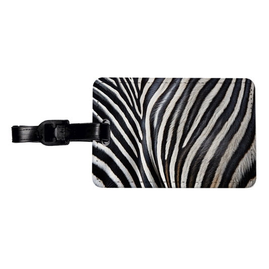 Zebra Black and White Stripes Pattern Travel Faux Leather Luggage Tag