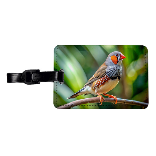 Zebra Finch Backyard Bird Travel Faux Leather Luggage Tag