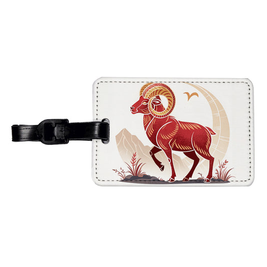 Zodiac Horoscope Symbol Aries Ram Travel Faux Leather Luggage Tag