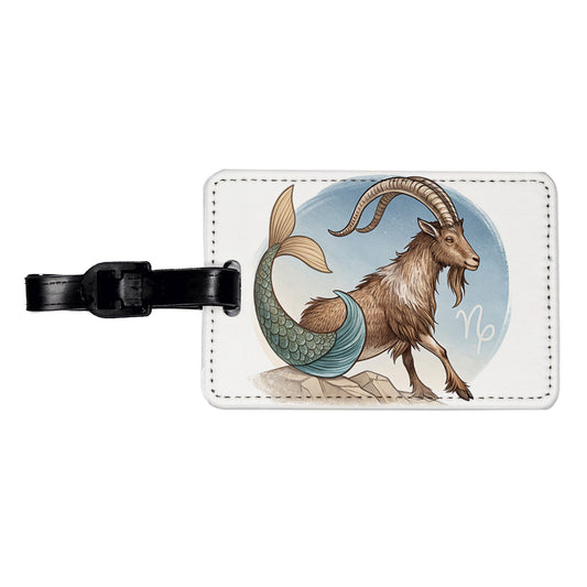 Zodiac Horoscope Symbol Capricorn Sea Goat Travel Faux Leather Luggage Tag
