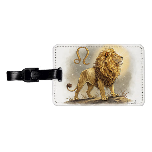 Zodiac Horoscope Symbol Leo Lion Travel Faux Leather Luggage Tag