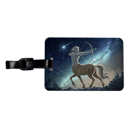 Zodiac Horoscope Symbol Sagittarius Centaur Travel Faux Leather Luggage Tag
