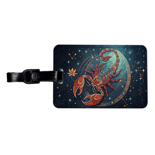Zodiac Horoscope Symbol Scorpio Scorpion Travel Faux Leather Luggage Tag