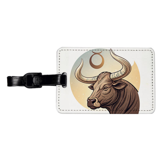 Zodiac Horoscope Symbol Taurus Bull Travel Faux Leather Luggage Tag