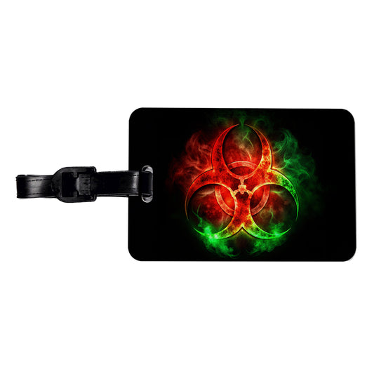 Zombie Outbreak Symbol With Red Green Toxic Gasses Travel Faux Leather Luggage Tag