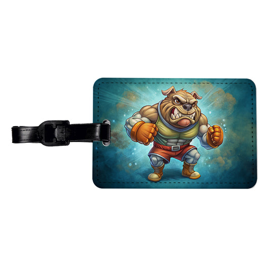 Fighting Bulldog School Mascot Travel Faux Leather Luggage Tag