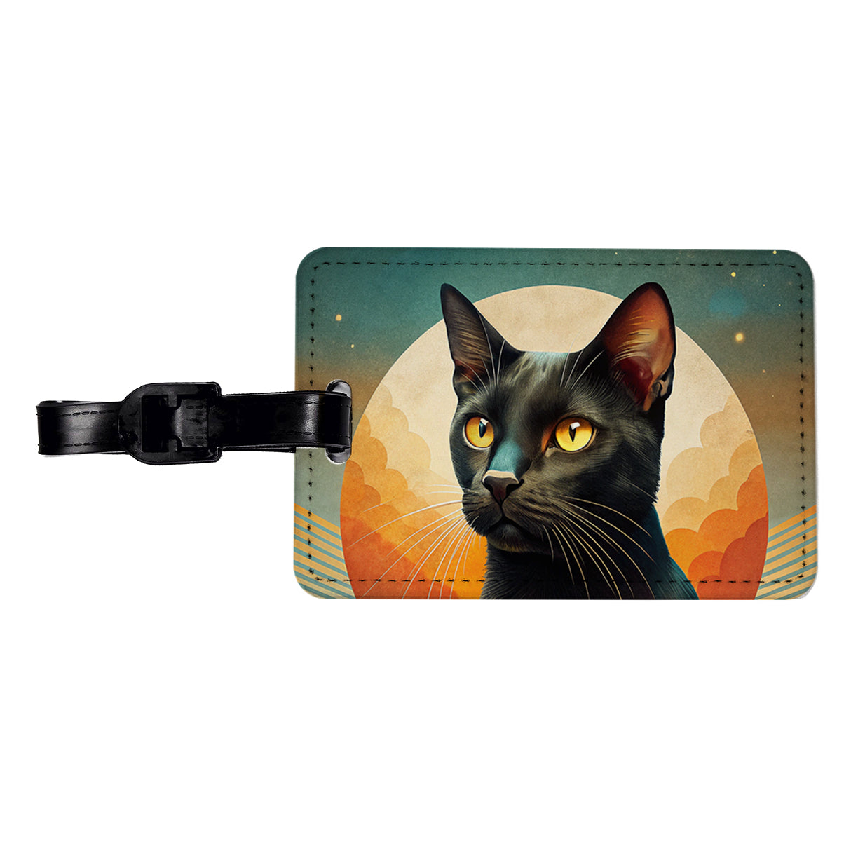 Black Cat Contemporary Art Travel Faux Leather Luggage Tag