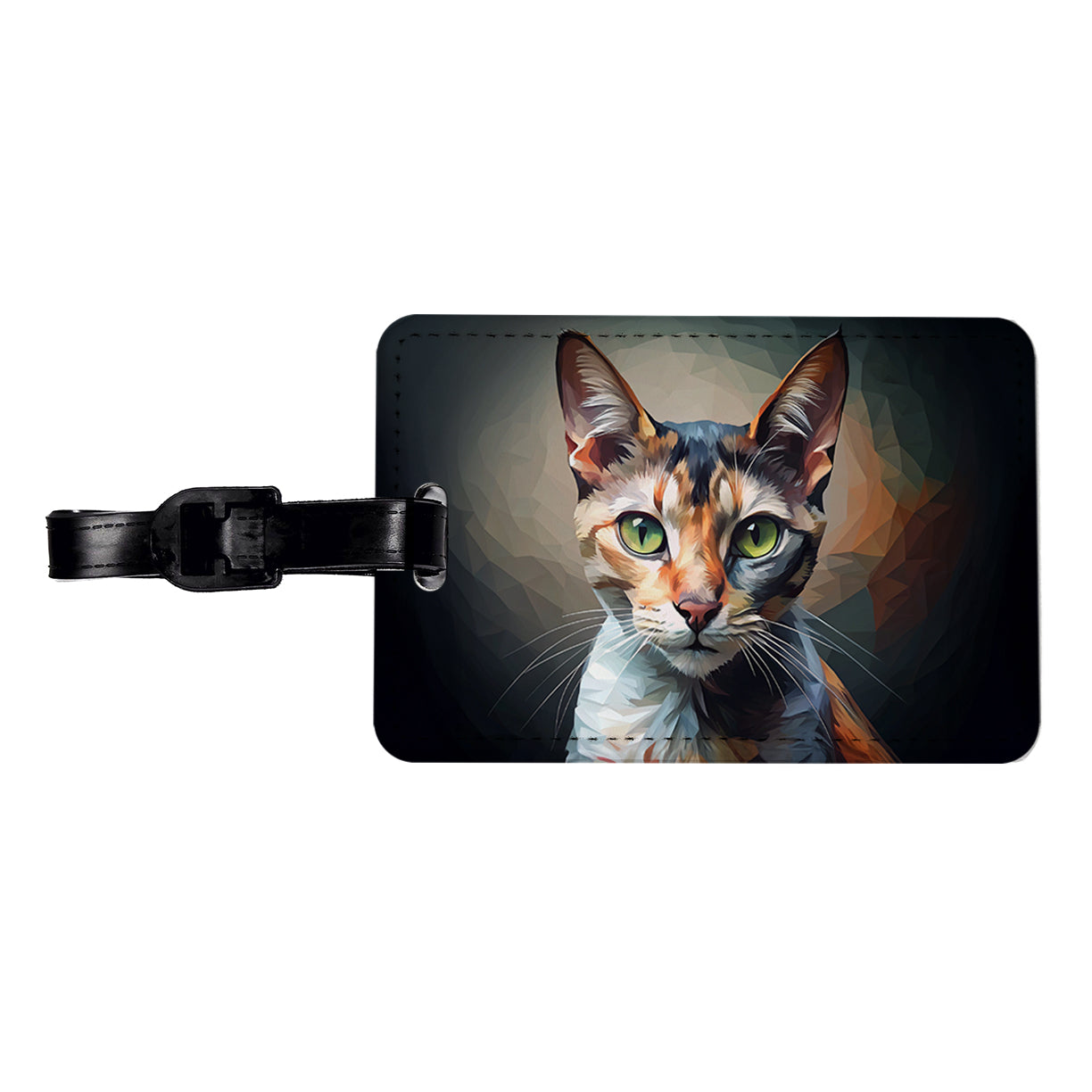 Calico Cat Abstract Stylized Art Travel Faux Leather Luggage Tag