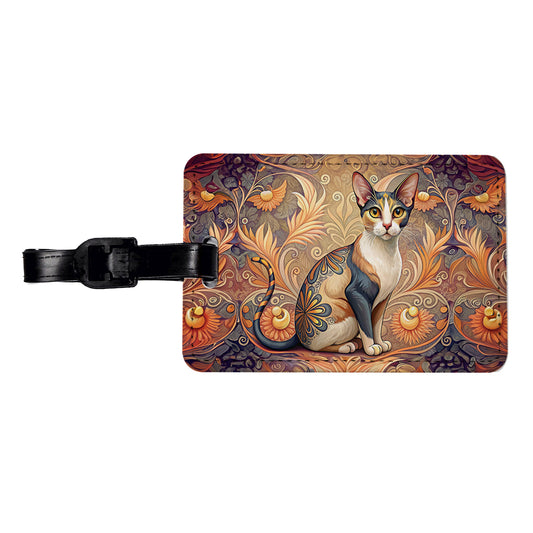 Calico Cat Art Nouveau Travel Faux Leather Luggage Tag