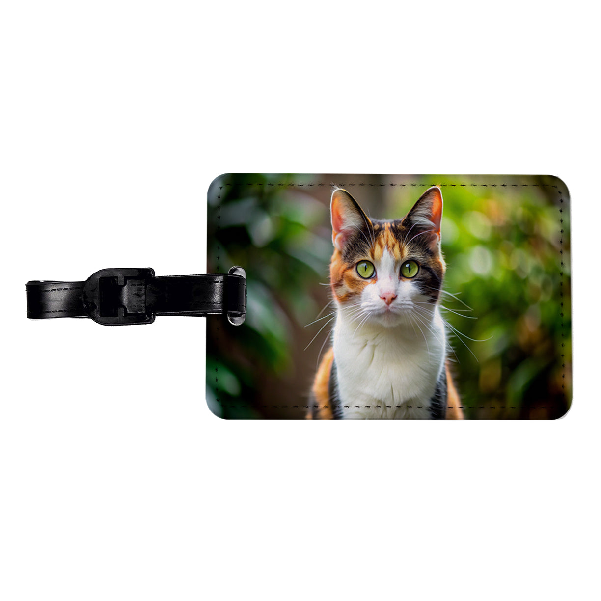 Calico Cat Photo Travel Faux Leather Luggage Tag