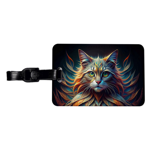Persian Cat Abstract Stylized Art Travel Faux Leather Luggage Tag
