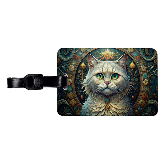 Persian Cat Art Nouveau Travel Faux Leather Luggage Tag