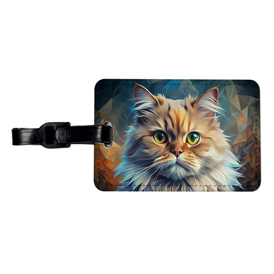 Persian Cat Contemporary Art Travel Faux Leather Luggage Tag