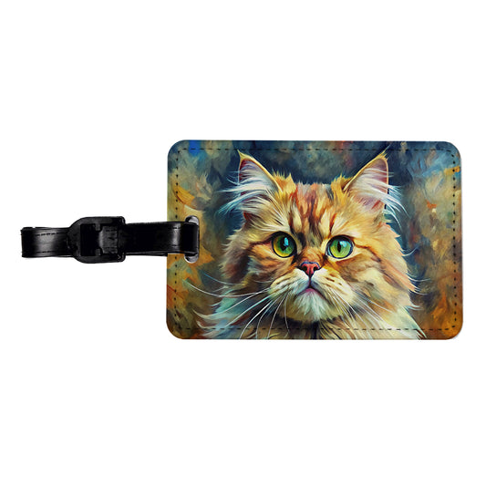 Persian Cat Expressionism Art Travel Faux Leather Luggage Tag