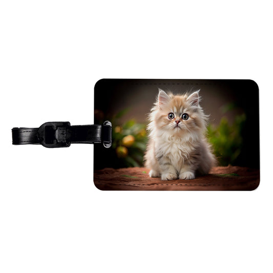 Persian Cat Kitten Photo Travel Faux Leather Luggage Tag