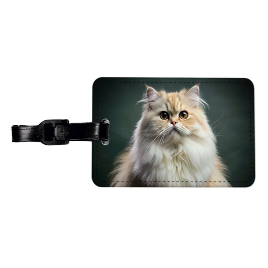 Persian Cat Photo Travel Faux Leather Luggage Tag