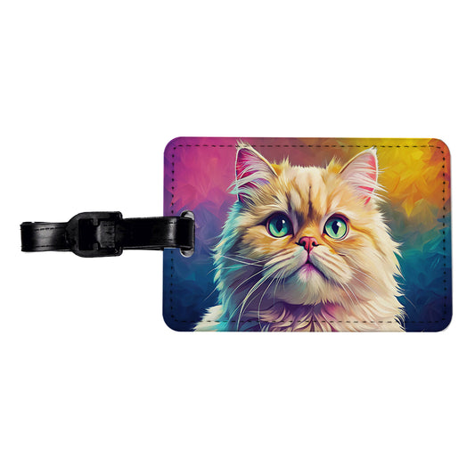 Persian Cat Pop Art Travel Faux Leather Luggage Tag