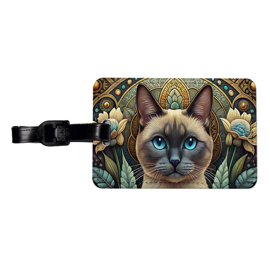 Siamese Cat Art Nouveau Travel Faux Leather Luggage Tag