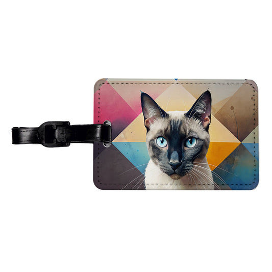 Siamese Cat Contemporary Art Travel Faux Leather Luggage Tag