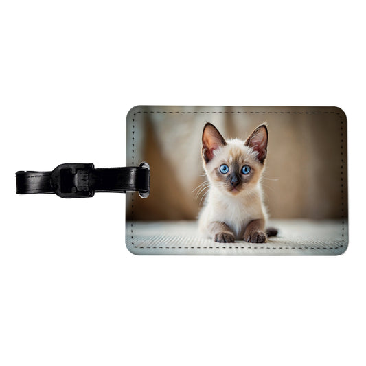 Siamese Cat Kitten Photo Travel Faux Leather Luggage Tag