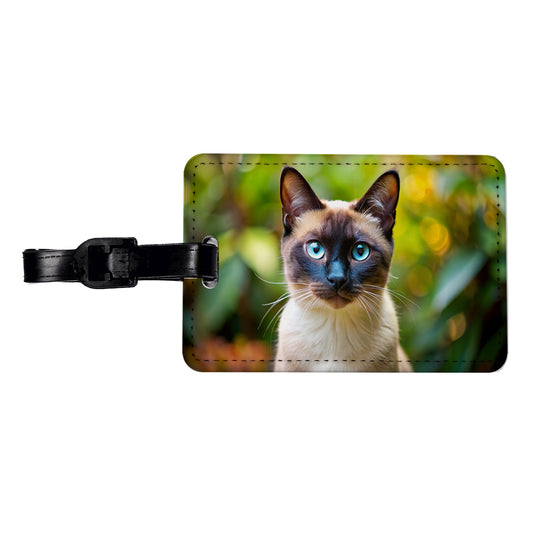 Siamese Cat Photo Travel Faux Leather Luggage Tag