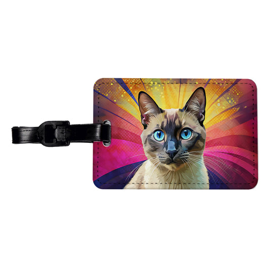 Siamese Cat Pop Art Travel Faux Leather Luggage Tag