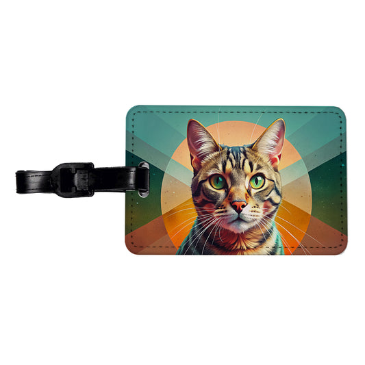 Tabby Cat Contemporary Art Travel Faux Leather Luggage Tag