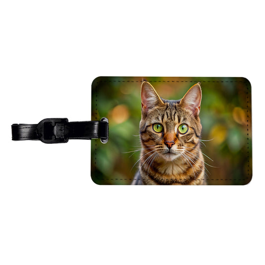 Tabby Cat Photo Travel Faux Leather Luggage Tag