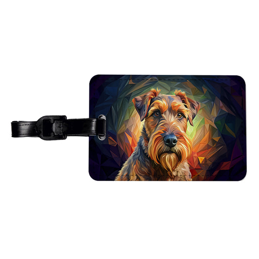 Airedale Terrier Dog Abstract Stylized Art Travel Faux Leather Luggage Tag
