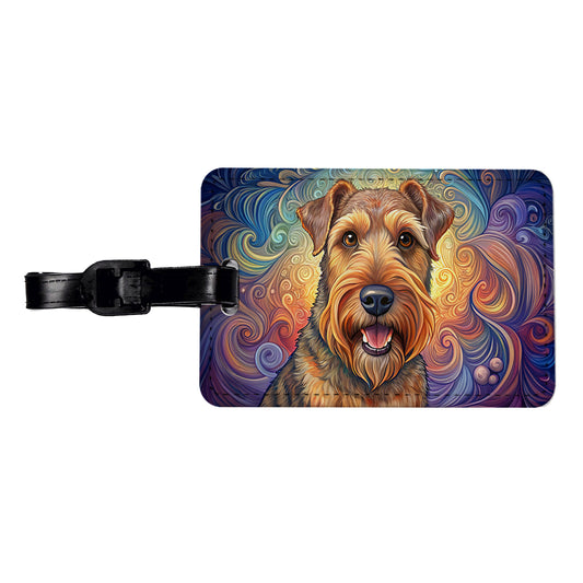 Airedale Terrier Dog Art Nouveau Travel Faux Leather Luggage Tag