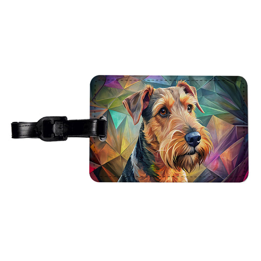 Airedale Terrier Dog Contemporary Art Travel Faux Leather Luggage Tag
