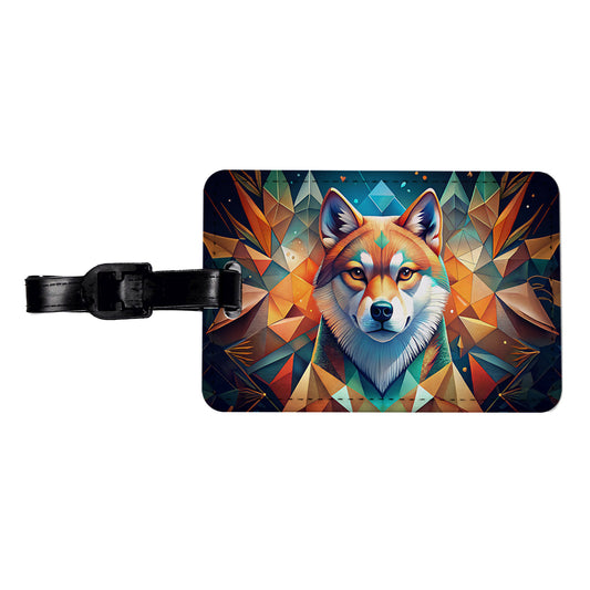 Akita Dog Abstract Stylized Art Travel Faux Leather Luggage Tag