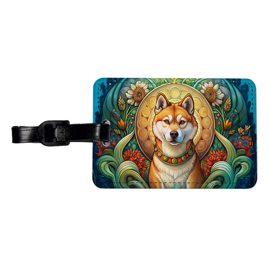 Akita Dog Art Nouveau Travel Faux Leather Luggage Tag