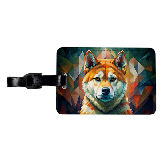 Akita Dog Contemporary Art Travel Faux Leather Luggage Tag